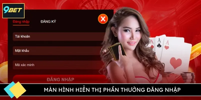 Màn hình hiển thị phần thưởng đăng nhập